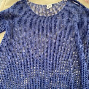 Katus Open Weave Blue Sweater Top L